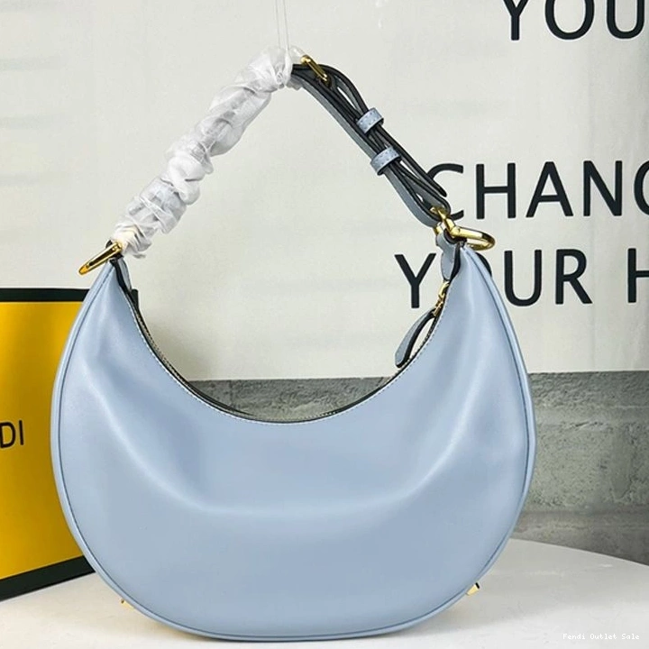 Cheap Sky Bag In Hobo Fendi Leather Blue Calf Fendigraphy Small 0711